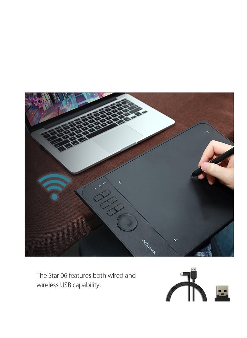 XP-PEN - Star06 Wireless 2.4G Graphics Drawing Tablet Digital tablet Painting Board with 6 Hot keys - Image 1