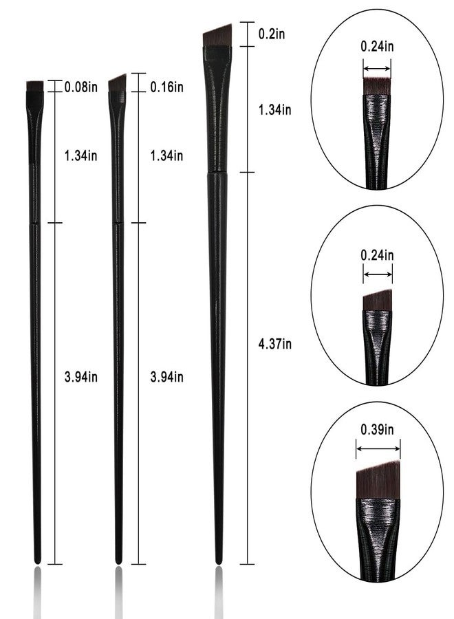 IOUALEY 15 Pcs Eye-liner Brush Set, 3 Styles Fine Angled Eye Liner Brushes, Eyebrow Concealer Brush, Ultra Thin Slanted Flat Angled Precision Eyebrow Makeup Brush for Beauty Cosmetic Tool, Black - Image 2
