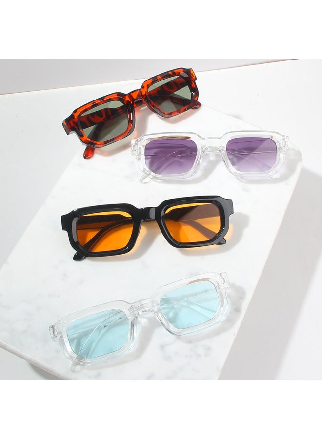 Vintage Men Rectangle Frame Sunglasses Fashion Retro Sun Glasses Luxury Brand Design UV400 Shades Eyewear Women Goggles-Lenses Color:2