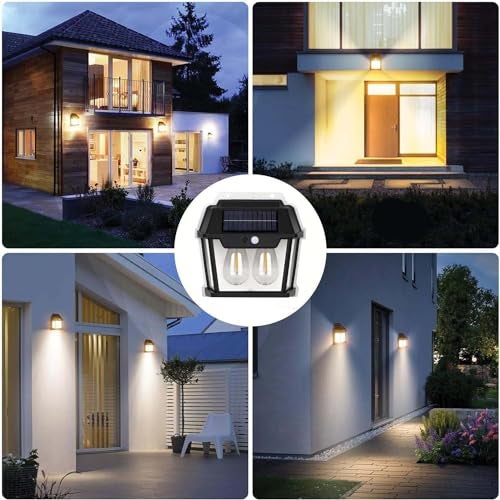 RENMAX Solar Powered Outdoor Waterproof LED Wall Light with Motion Sensor ABS Plastic (Dual LED Bulb) - Image 5