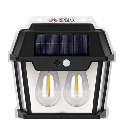RENMAX Solar Powered Outdoor Waterproof LED Wall Light with Motion Sensor ABS Plastic (Dual LED Bulb) - Image 1