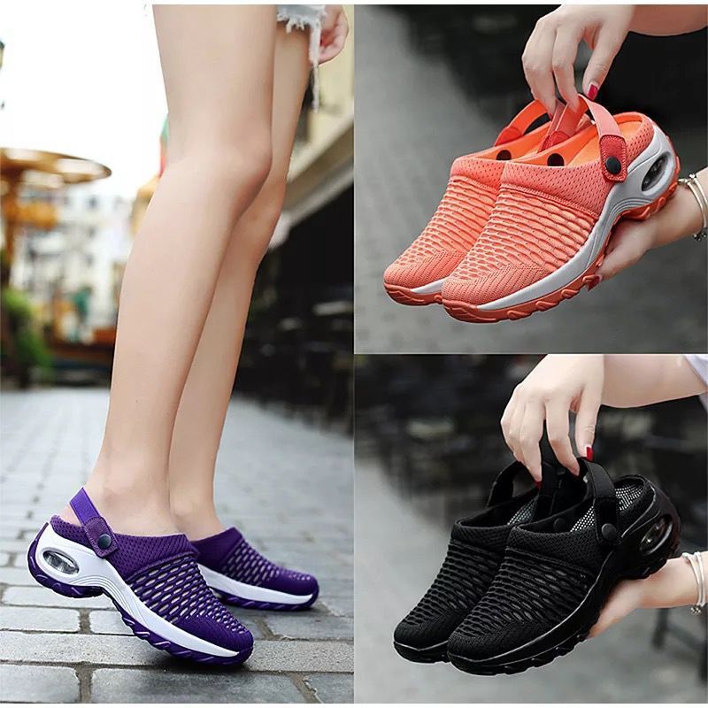 Plus Size Women'S Summer Korean-Style Mesh Mesh Slip-On Slippers Rocking Mother Half Support Sandals Double-Sided Wear - Image 3