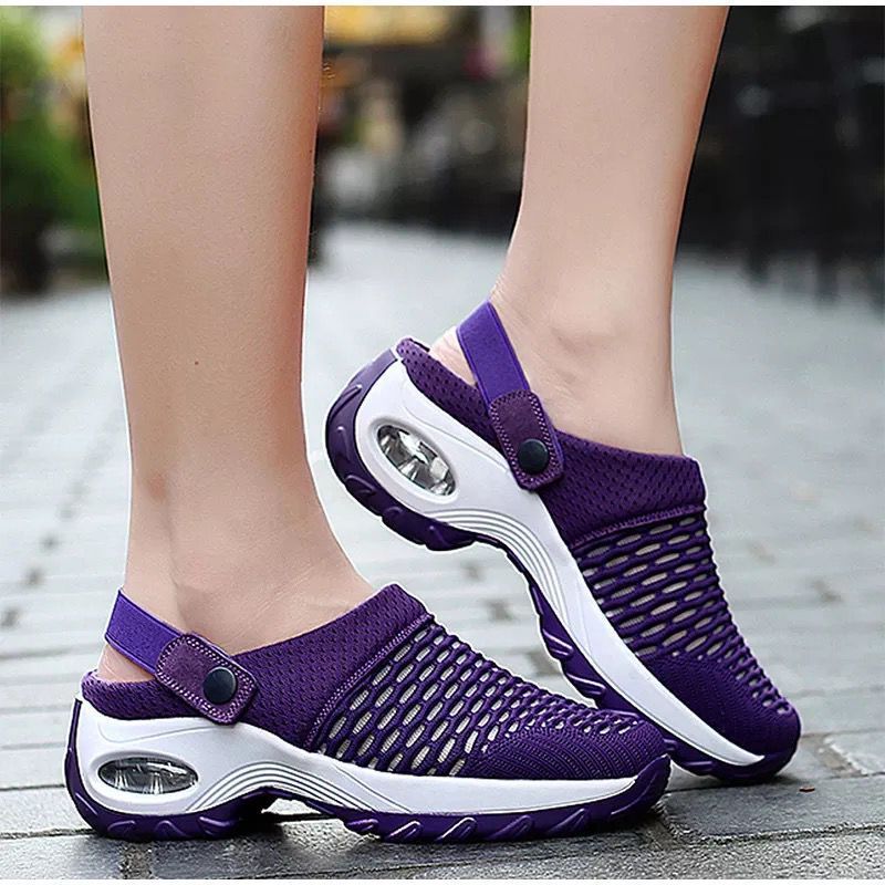 Plus Size Women'S Summer Korean-Style Mesh Mesh Slip-On Slippers Rocking Mother Half Support Sandals Double-Sided Wear - Image 4