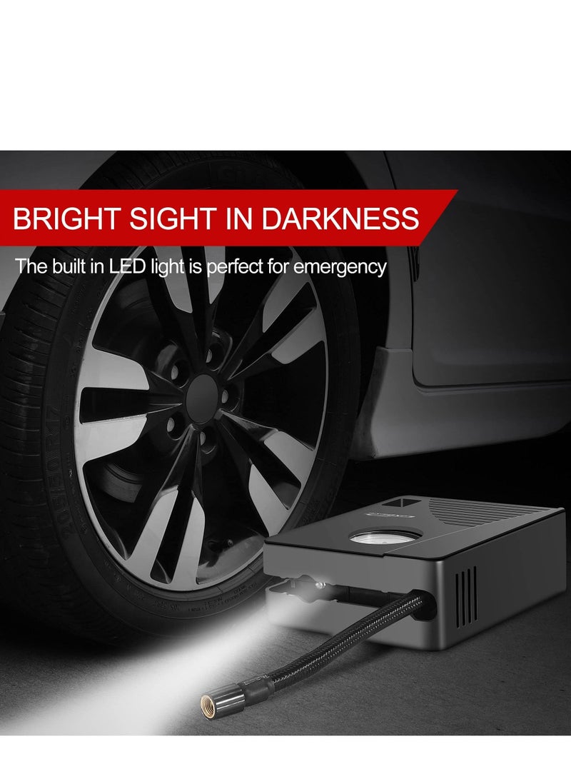 SYOSI Air Compressor Tire Inflator - Portable DC 12V 100PSI Auto Air Pump - Classic Pressure Gauge and Emergency LED Light - Car Tire, Bicycle, Basketball and Other Inflatables - Image 5