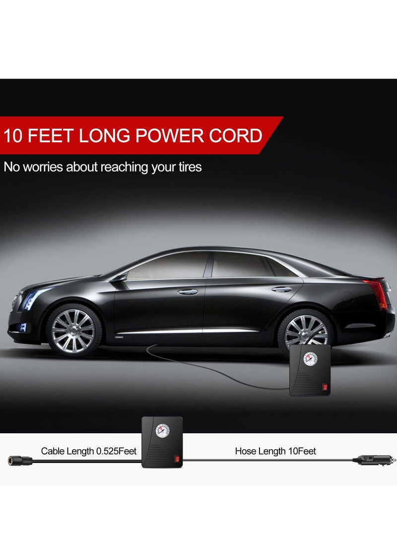 SYOSI Air Compressor Tire Inflator - Portable DC 12V 100PSI Auto Air Pump - Classic Pressure Gauge and Emergency LED Light - Car Tire, Bicycle, Basketball and Other Inflatables - Image 4