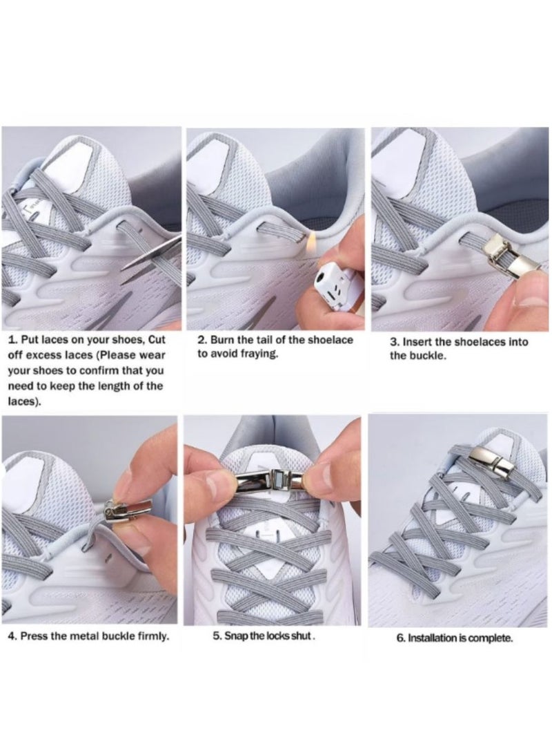 4 Pieces Shoelaces Buckle Lock Metal Quick Easy Shoelace No Tie BuckLe Switch Logo for Kids Adults Shoe Strings - Image 4
