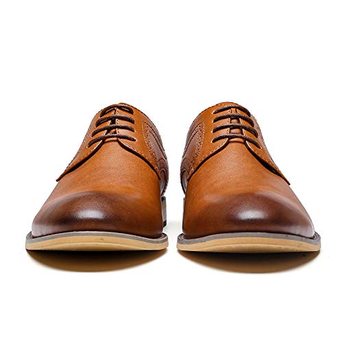 AMAPO Men's Oxford Formal Dress Shoes Comfortable Classic Business Lace Up Derby Plain Toe(A20712-BRN-43) - Image 5