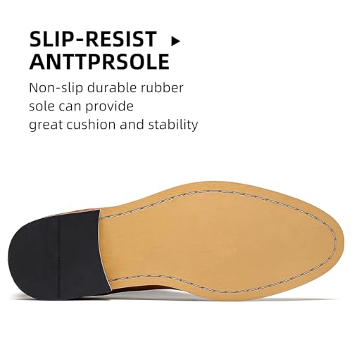 AMAPO Men's Oxford Formal Dress Shoes Comfortable Classic Business Lace Up Derby Plain Toe(A20712-BRN-43) - Image 4