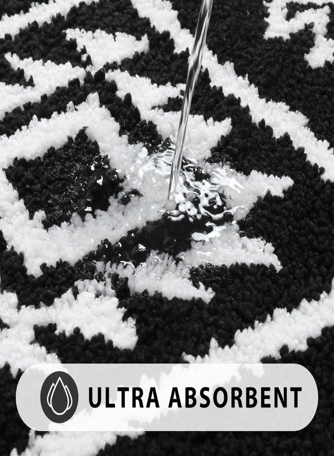Uphome Boho Bathroom Rugs Black Tribal Bath Mat Western Non-Slip Absorbent Bath Rug Plush Soft Farmhouse Geometric Bathroom Floor Mat for Shower Toilet Tub, 18x26 inch - Image 4