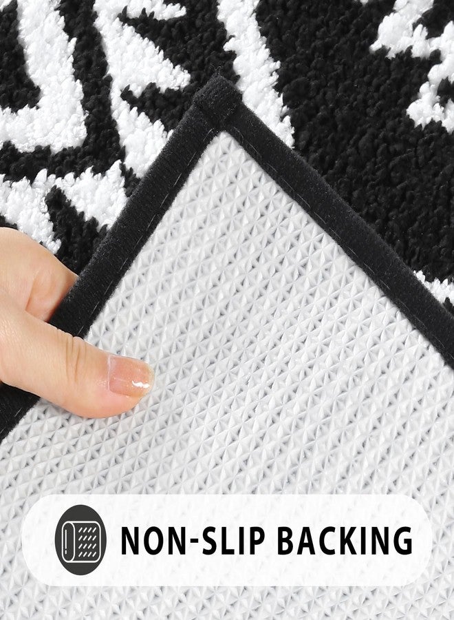 Uphome Boho Bathroom Rugs Black Tribal Bath Mat Western Non-Slip Absorbent Bath Rug Plush Soft Farmhouse Geometric Bathroom Floor Mat for Shower Toilet Tub, 18x26 inch - Image 3