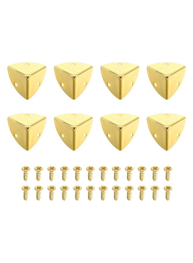 uxcell 8 قطع غطاء زاوية صندوق زخرفي، 28 مم حارس حافة معدني، واقي زوايا الأثاث مع براغي، ذهبي - Image 1