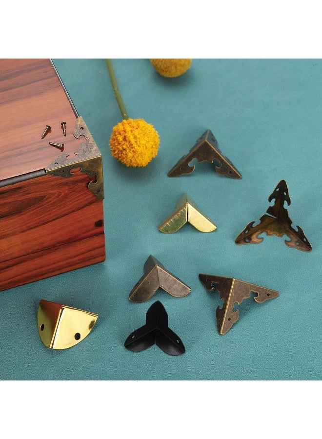 uxcell 8 قطع غطاء زاوية صندوق زخرفي، 28 مم حارس حافة معدني، واقي زوايا الأثاث مع براغي، ذهبي - Image 4