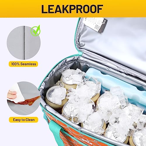 MIER 18L Large Soft Cooler Insulated Picnic Bag for Grocery, Camping, Car, Bright Orange Color - Image 4