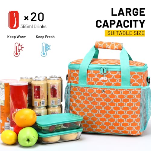 MIER 18L Large Soft Cooler Insulated Picnic Bag for Grocery, Camping, Car, Bright Orange Color - Image 5