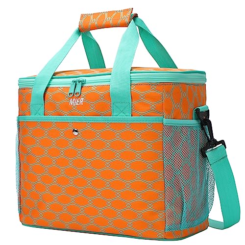 MIER 18L Large Soft Cooler Insulated Picnic Bag for Grocery, Camping, Car, Bright Orange Color - Image 1