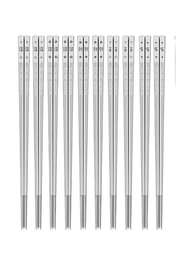 MAX COOK 316L Stainless Steel Chopsticks 10 Pairs Set With Divided Meal Square Chopsticks Colorful Chopsticks Household Creative Tableware Set Mck3826 - Image 2
