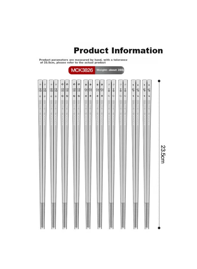MAX COOK Maxcook 316l Stainless Steel Chopsticks 10 Pairs Set With Divided Meal Square Chopsticks Colorful Chopsticks Household Creative Tableware Set Mck3826 - Image 2
