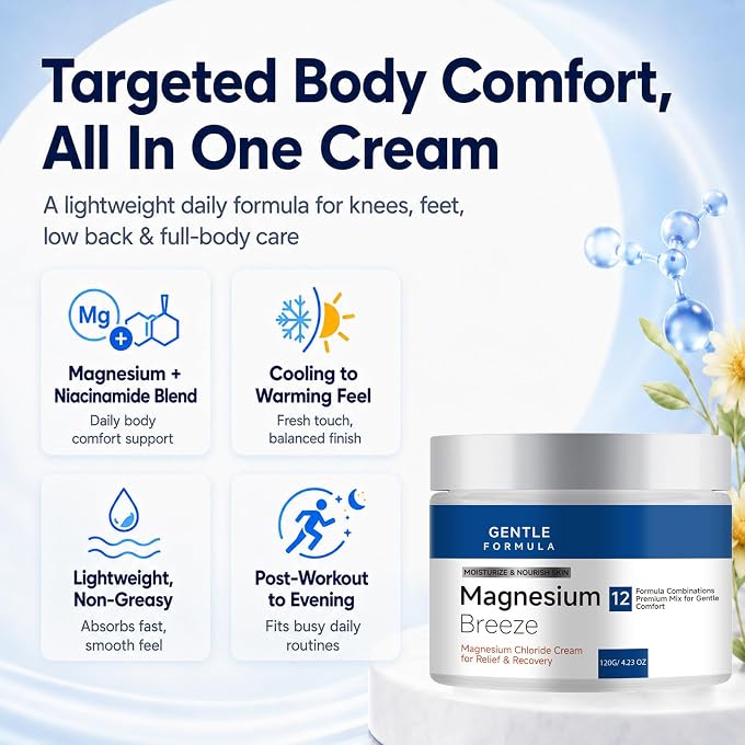 YOOJ Magnesium Niacinamide Relief Cream, Magnesium Chloride Cream with 12 Ingredients for Joints, Knees, Feet & Back, Fast Cooling, Non-Greasy, 4.23 fl oz - Image 2