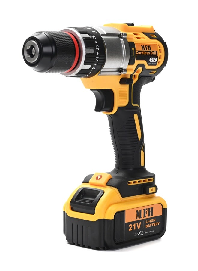 MFH TOOLS 21V Cordless Drill - 13mm - 1500mA - 2 Li-Ion Batteries with Charger, Variable Speed 0-2000 RPM, Keyless Chuck, and Storage Case with Drill Driver Kit, and 13 Bits for Home DIY, Repairs - Image 2
