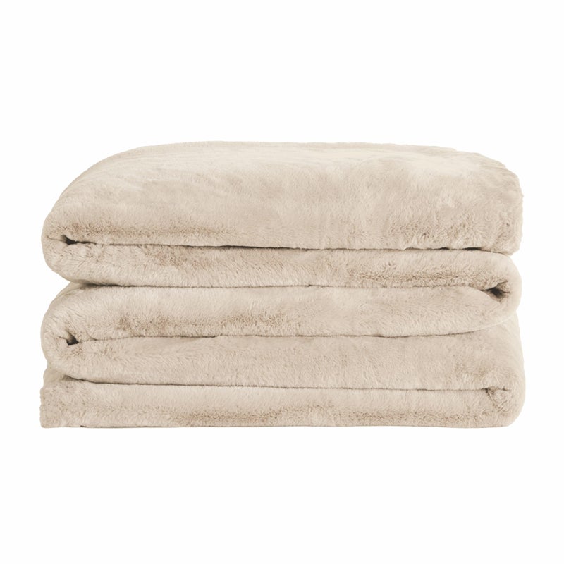 UnHide Cuddle Puddle Faux Fur Blanket Oversized Lightweight Extra Soft Blanket Machine Washable Add a Layer of Softness to Any Bed or Couch 100 x 100 Beige Bear
