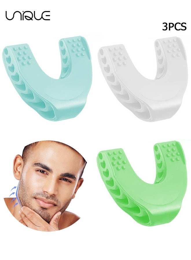 يونيك 3 قطع من تمرين الفك للرجال والنساء - 3 مستويات مقاومة تونر الفك السيليكوني للمستخدمين المبتدئين والمتوسطين والمتقدمين - Jawline Workoutr & Jawline Shaper (أبيض / أزرق فاتح / أخضر) - Image 1