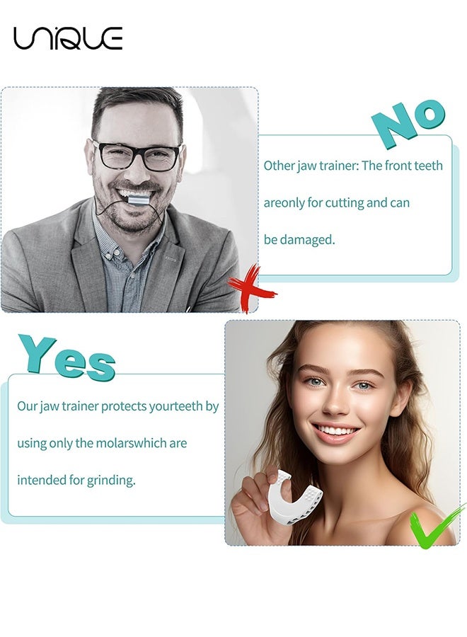 يونيك 3 قطع من تمرين الفك للرجال والنساء - 3 مستويات مقاومة تونر الفك السيليكوني للمستخدمين المبتدئين والمتوسطين والمتقدمين - Jawline Workoutr & Jawline Shaper (أبيض / أزرق فاتح / أخضر) - Image 3