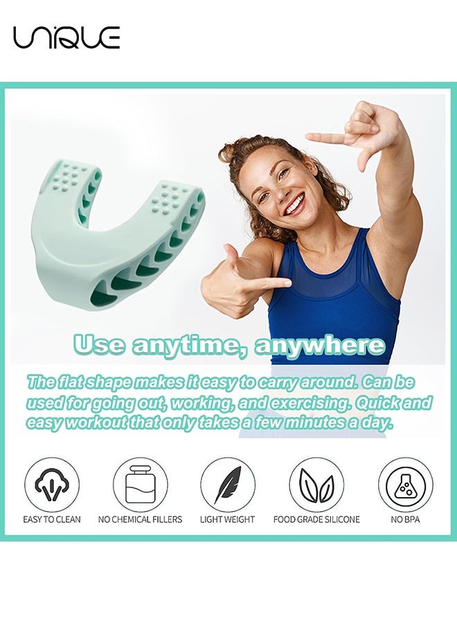 يونيك 3 قطع من تمرين الفك للرجال والنساء - 3 مستويات مقاومة تونر الفك السيليكوني للمستخدمين المبتدئين والمتوسطين والمتقدمين - Jawline Workoutr & Jawline Shaper (أبيض / أزرق فاتح / أخضر) - Image 4
