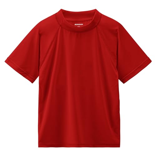 Smarash Boys Swim Shirts Short Sleeve Rash Guard Sun Protection UV SPF T Shirts Rashguard Swimwear Fishing Water Beach Tee Lightweight for Toddler Youth Kids Red Size 8 - Image 1