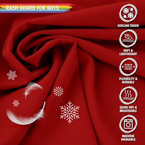 Smarash Boys Swim Shirts Short Sleeve Rash Guard Sun Protection UV SPF T Shirts Rashguard Swimwear Fishing Water Beach Tee Lightweight for Toddler Youth Kids Red Size 8 - Image 3