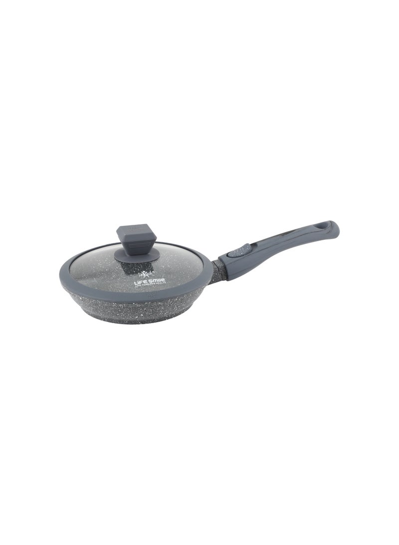 Life Smile 20cm Granite Nonstick Fry Pan with Lid (1.0L) – Induction Base, Removable Handle, Easy Clean & Scratch Resistant - Image 1