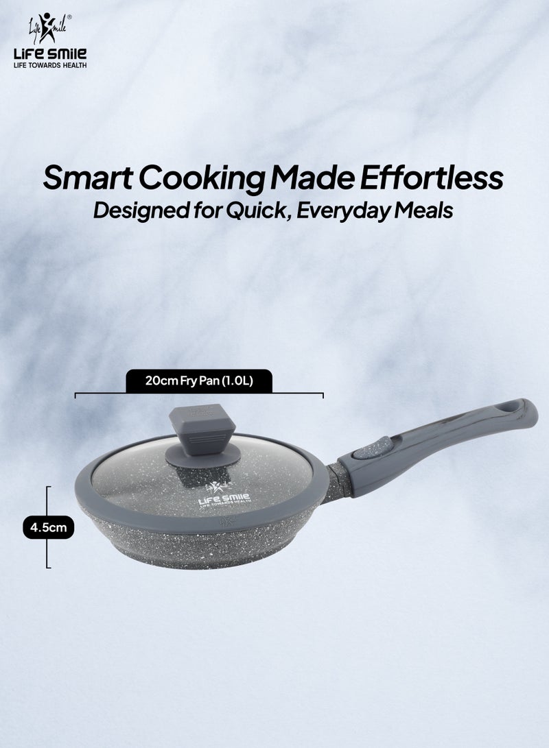 Life Smile 20cm Granite Nonstick Fry Pan with Lid (1.0L) – Induction Base, Removable Handle, Easy Clean & Scratch Resistant - Image 5