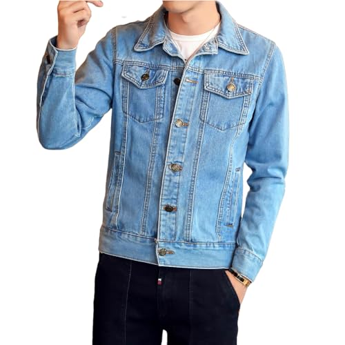 DAVID.ANN Men's Classic Denim Trucker Jacket Casual Jean Coat,Light Blue,XX-Large - Image 4