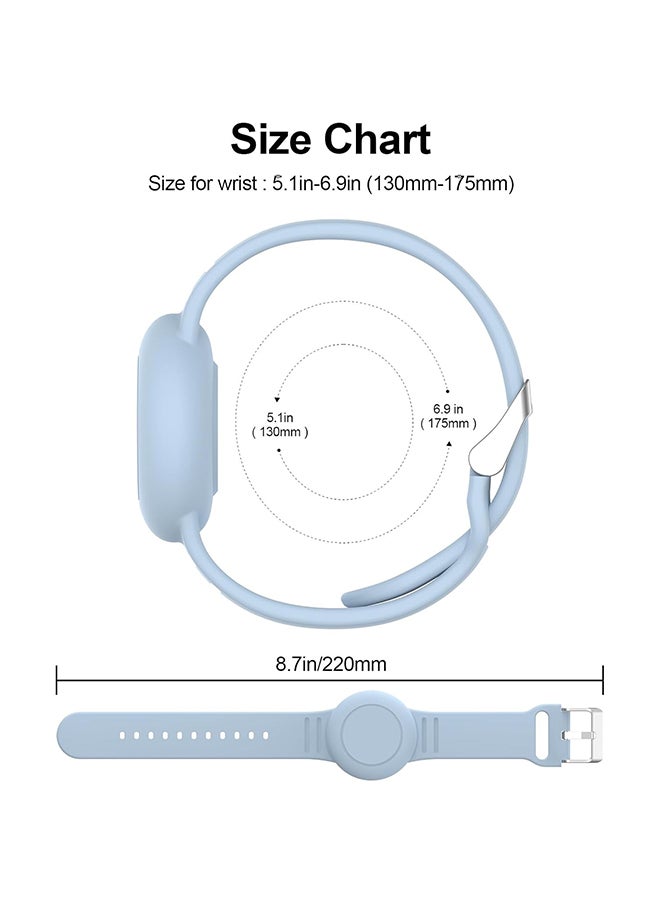 O Ozone Waterproof Silicone Airtag Bracelet for Kids |Hidden GPS Tracker Wristband For Apple Airtag,Lightweight & Adjustable Strap for Kids- White& Light Blue  - Image 3