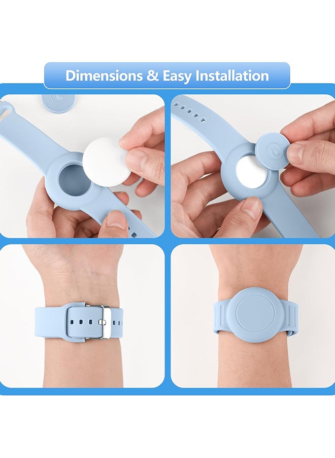 O Ozone Waterproof Silicone Airtag Bracelet for Kids |Hidden GPS Tracker Wristband For Apple Airtag,Lightweight & Adjustable Strap for Kids- White& Light Blue  - Image 4