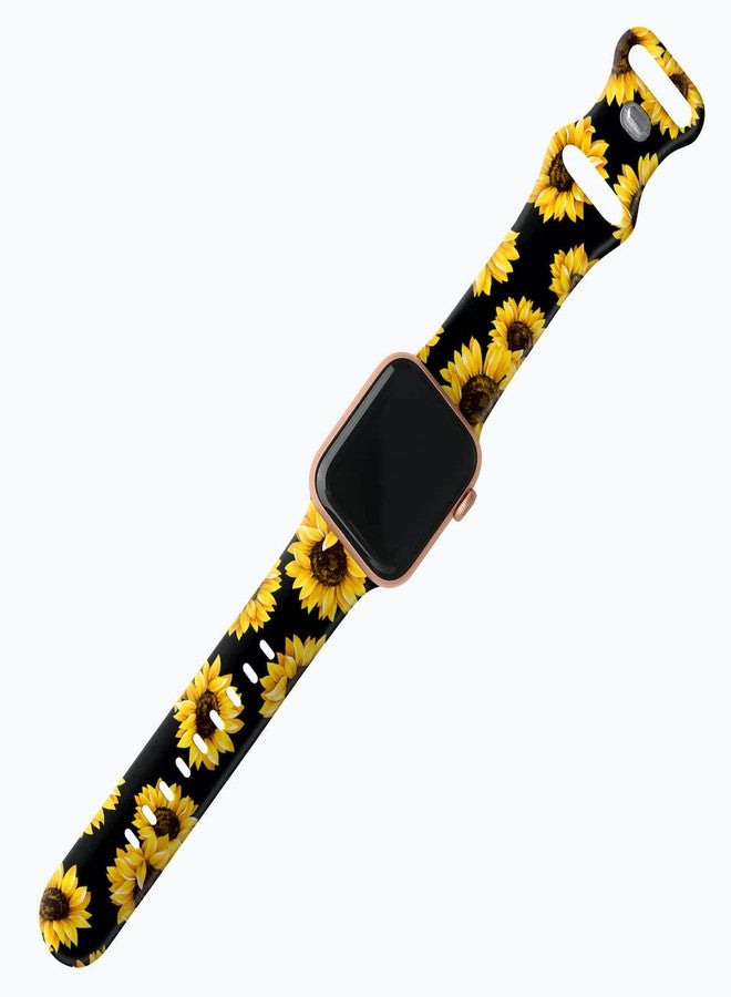 IKANFI Sport Band Compatible with Apple Watch Bands 49mm 45mm 44mm 42mm 41mm 40mm 38mm Women, Silicone Floral Printed Fadeless Pattern Design Strap for iWatch Series 9,8,7,6,5,4,3,2,1,SE - Image 2