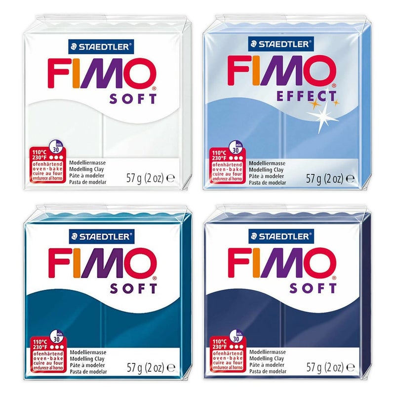 FIMO Soft Effect Polymer Oven Modelling Clay 57g Set of 4 The Snow Ice Collection