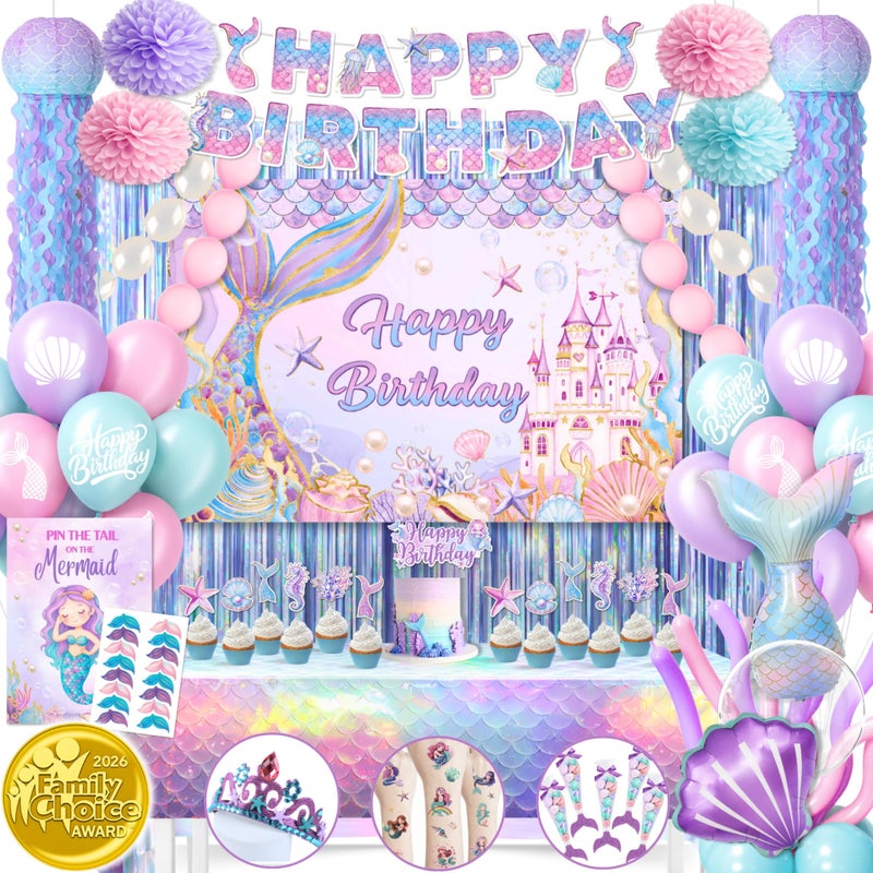 RainMeadow Premium Mermaid Birthday Decorations for Girls â€“ All-in-One Complete Little Mermaid Party Kit â€“ Decoracion De Sirena Para CumpleaÃ±os - Image 1
