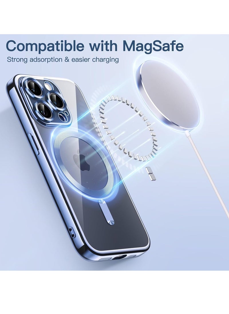 Raxoom Electroplated Case for iPhone 15 Pro Max 6.7-Inch, Camera Lens Full Protection, Compatible with MagSafe Wireless Charging, Shockproof Soft TPU Phone Cover (Sierra Blue) - Image 3