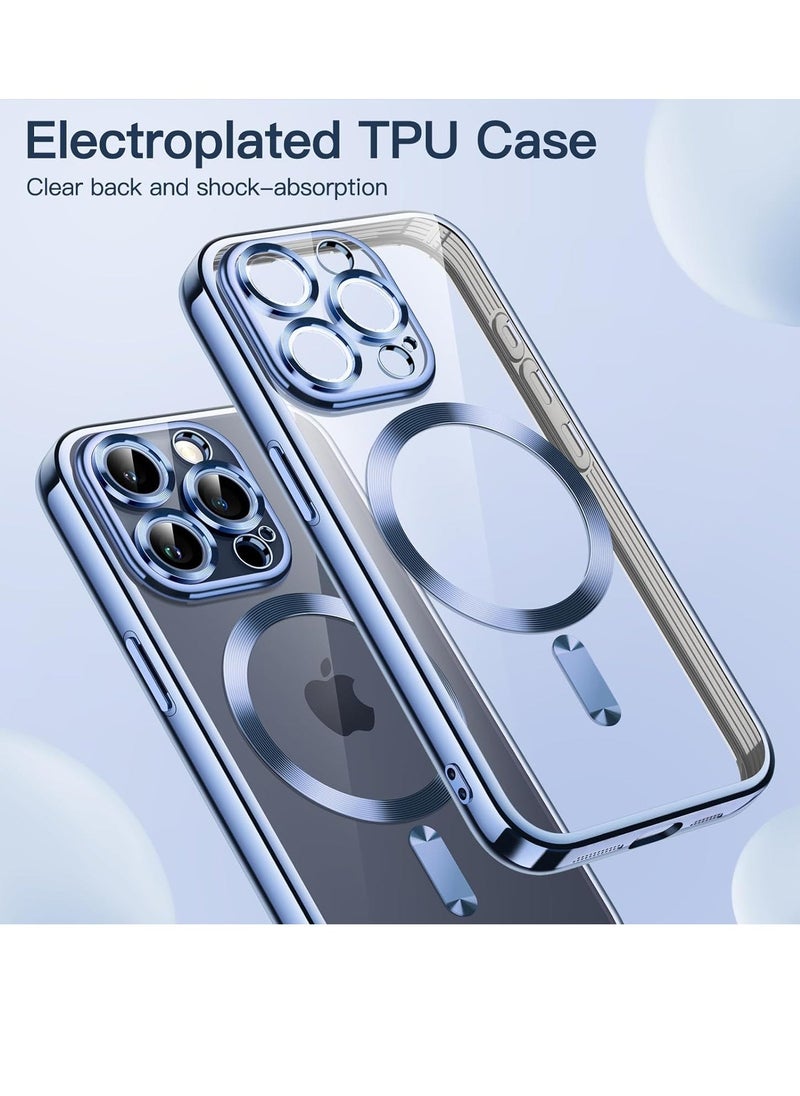 Raxoom Electroplated Case for iPhone 15 Pro Max 6.7-Inch, Camera Lens Full Protection, Compatible with MagSafe Wireless Charging, Shockproof Soft TPU Phone Cover (Sierra Blue) - Image 2