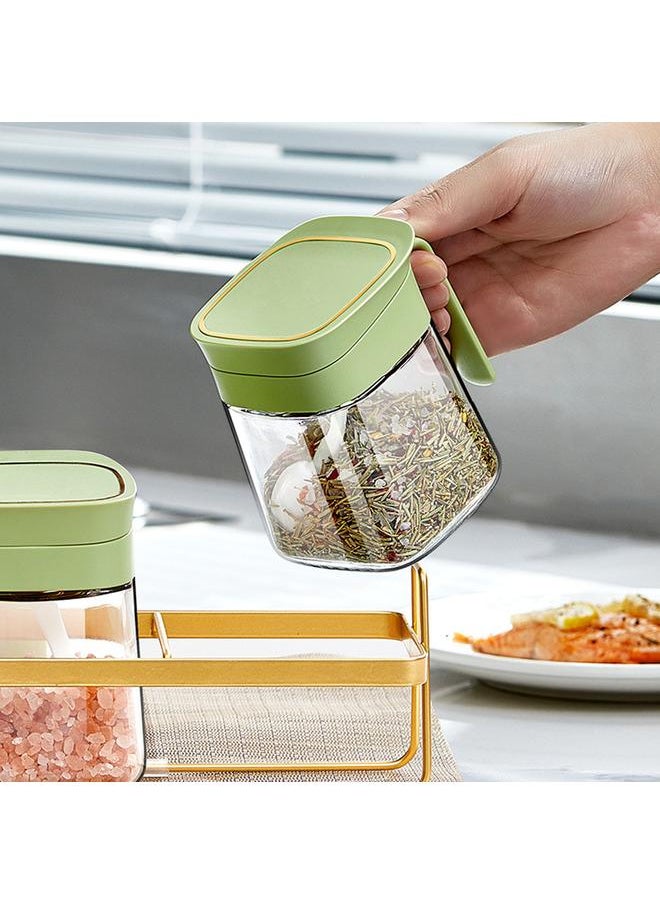 Thoraya Spice Jar Glass Transparent Salt Sugar Pepper Seasoning Container Bottle for Home Kitchen Green  - Image 2