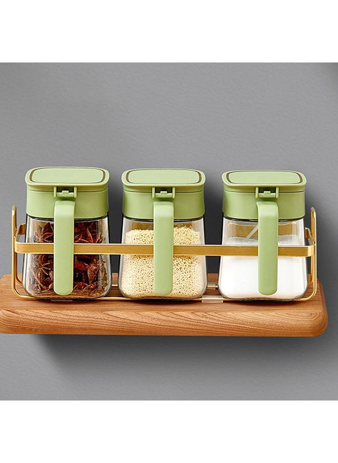 Thoraya Spice Jar Glass Transparent Salt Sugar Pepper Seasoning Container Bottle for Home Kitchen Green  - Image 4