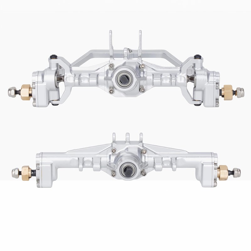 AMK Aluminum TRX4M Axles CNC TRX4M Portal Axles Front Rear Set with Steering Link Aluminum Alloy Housing with Brass Hex for 118 RC Crawler TRX4M Defender Bronco Upgrade Parts Silvery - Image 3