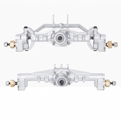AMK Aluminum TRX4M Axles CNC TRX4M Portal Axles Front Rear Set with Steering Link Aluminum Alloy Housing with Brass Hex for 118 RC Crawler TRX4M Defender Bronco Upgrade Parts Silvery - Image 1