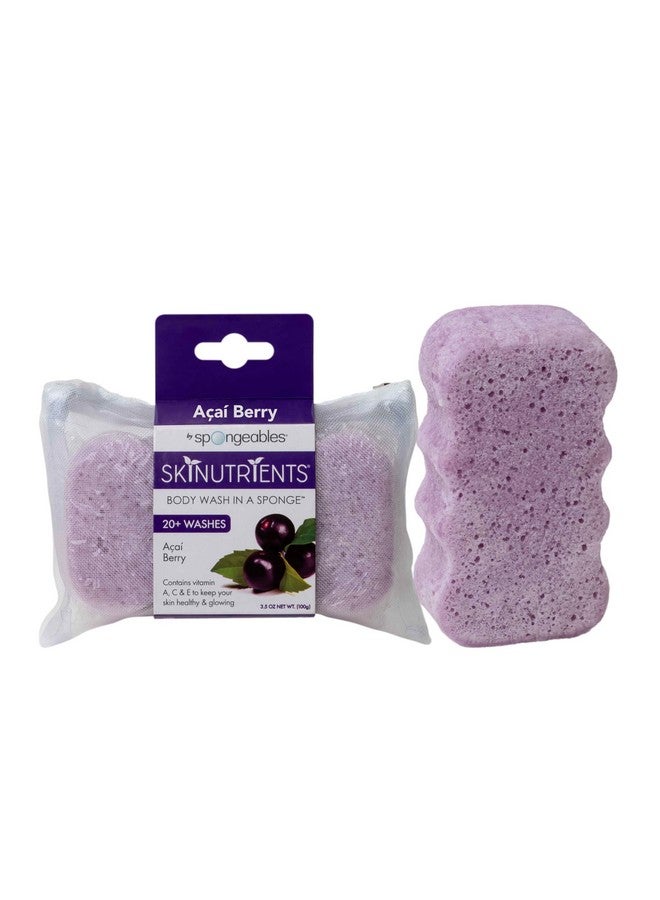 Spongeables Body Wash in a 20+ Wash Sponge, Acai Berry, 1 Count, 20+ Washes, 3.5oz - Image 1