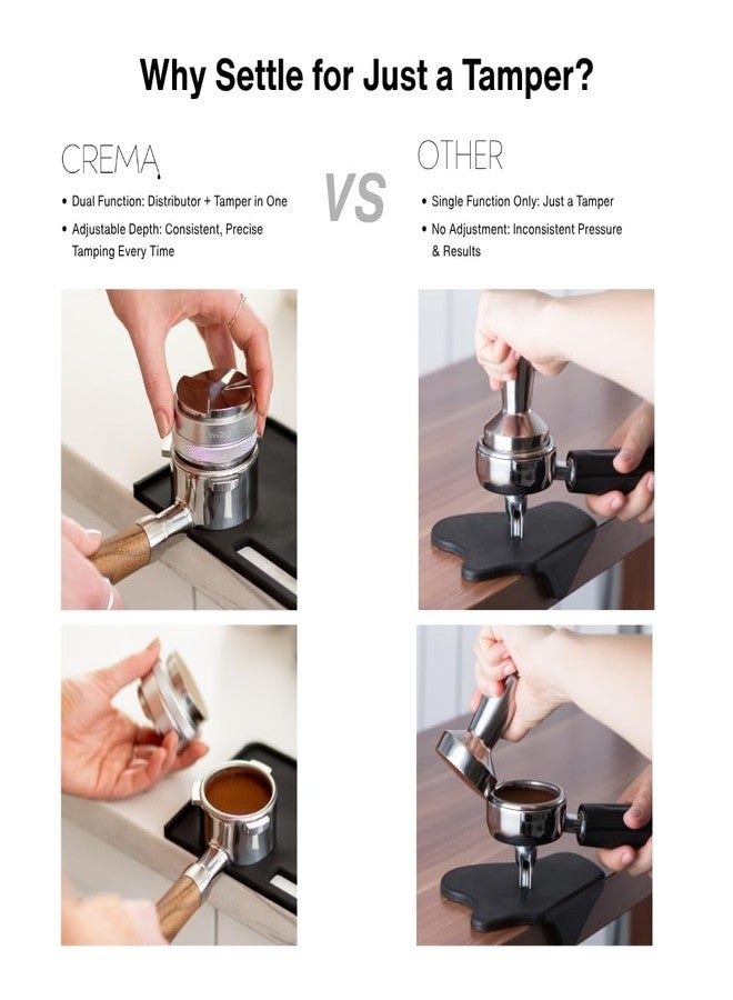 Crema Coffee Products 51mm Hand Tamper & Coffee Distributor|Compatible with Delonghi Dedica & La Specialista Portafilter|Double-Sided, Adjustable Depth Tool|Made with Durable 304 Stainless Steel|Black - Image 5