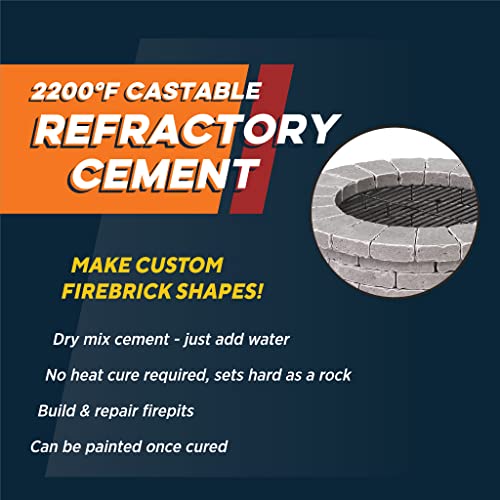 Rutland Products Rutland Castable Refractory Cement 25 Pound - High Temperature Fireplace & Woodstove Fire Cement - Cast Custom Fire Brick, Refractory Panels & Fire Pits, Pizza Ovens - Image 2