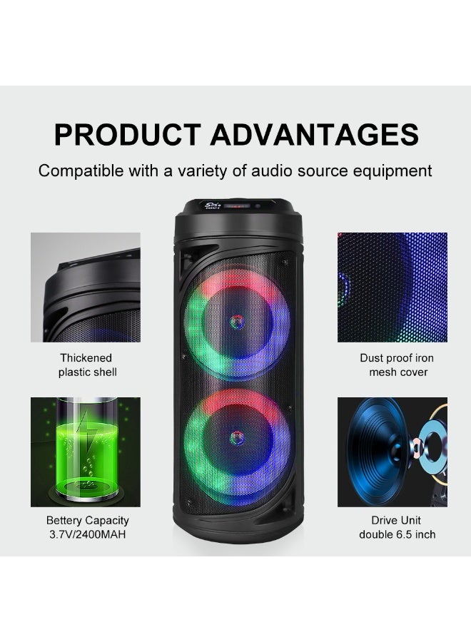 singe Sing-E ZQS6212 Bass Bluetooths Speaker Dual 6.5 Inch Rechargeable High Power Wireless Audio Portable Outdoor - Image 4