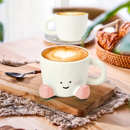 EWCEFIC Coffee Mugs,Cute funny Mug For Women, 380ml Unique Ceramic Coffee Tea Cups, Office Mug Gift (pink) - Image 5