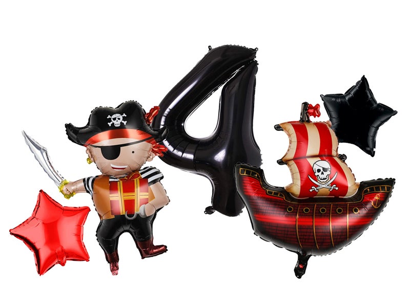 Atpata Funky Pirate Captain Ship theme Foil Balloons for Kids Birthday Party Decoration (Pirate 14th Birthday) - Image 1