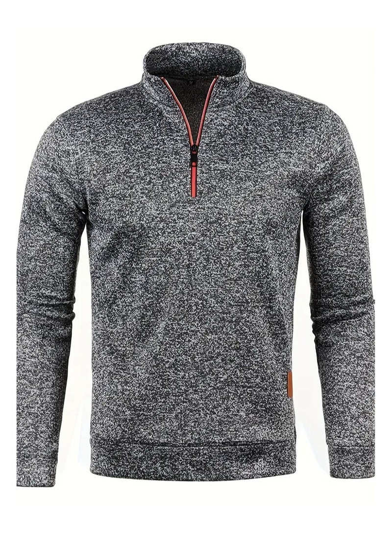 NIBEMINENT Autumn And Winter Men's Neckline Zipper Sweater Sleeve Light Fleece Stylish Top Sweater Coat  - Image 1